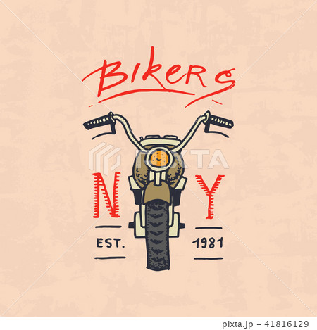 Motorcycles and biker club template. Vintage custom emblem, label badge for t shirt. Monochrome Motorcycles and biker club template. Vintage custom emblem, label badge for t shirt. Monochrome 41816129