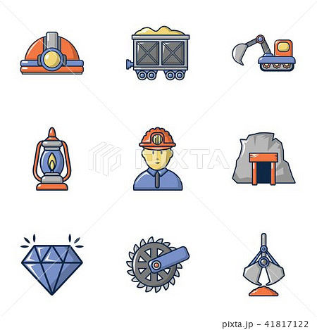 Mining icons set, cartoon style 41817122