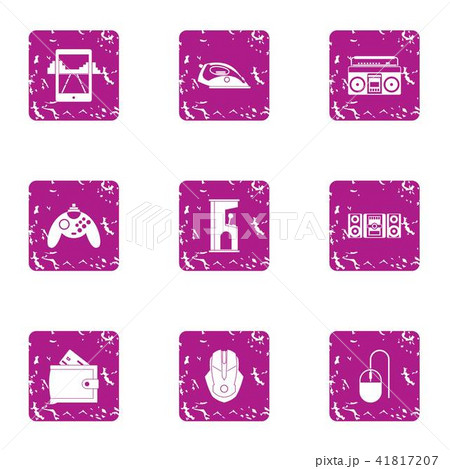 Spending entertainment icons set, grunge style 41817207