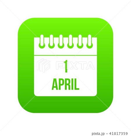 Calendar April 1 icon digital green 41817359