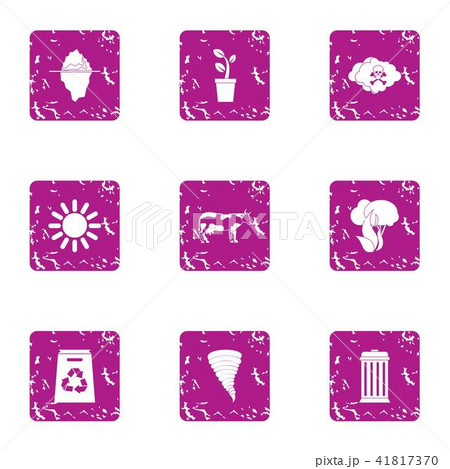 Energy recirculation icons set, grunge style 41817370