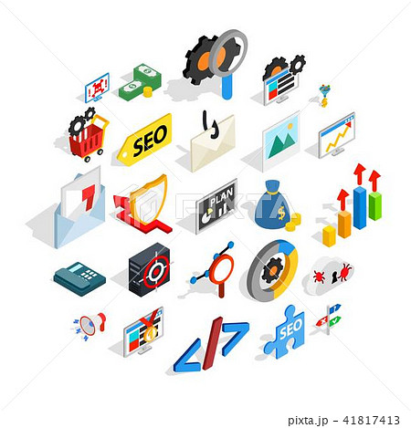 SEO development icons set, isometric style 41817413