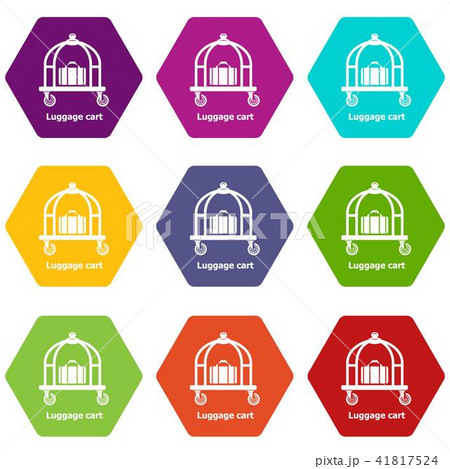 Luggage cart icons set 9 vector Luggage cart icons set 9 vector 41817524