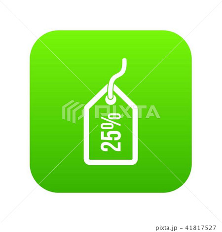 Tag with 25 discount icon digital green 41817527