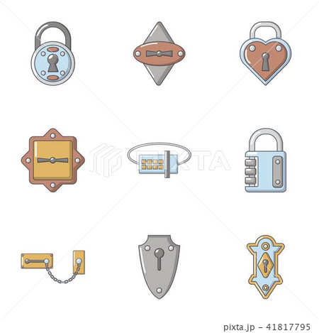 Padlock icons set, cartoon style Padlock icons set, cartoon style 41817795