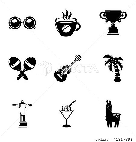 Brazilian vacation icons set, simple style 41817892