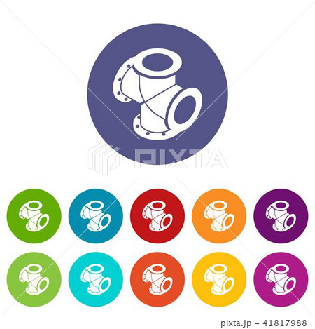 Cross pipe water icons set vector color 41817988