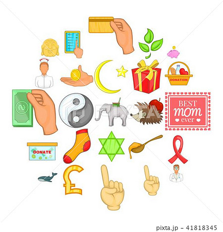 Kindness icons set, cartoon style 41818345