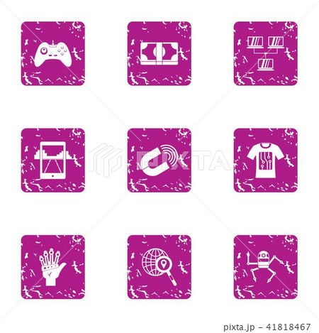 Money magnet icons set, grunge style 41818467