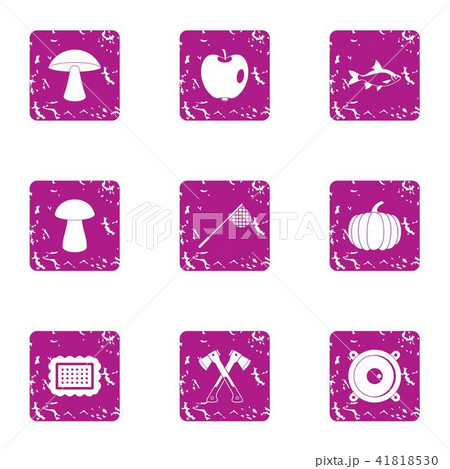 Forest stand icons set, grunge style 41818530