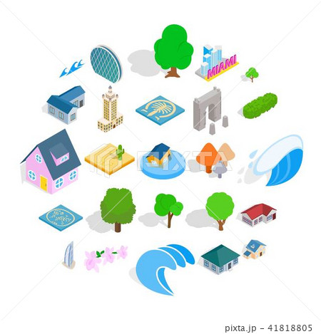 Landscape icons set, isometric style Landscape icons set, isometric style 41818805
