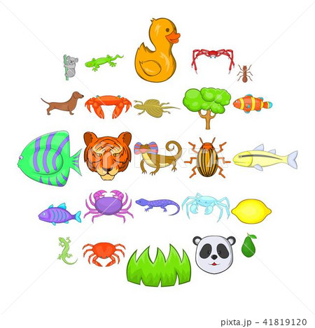 Herbivores icons set, cartoon style 41819120