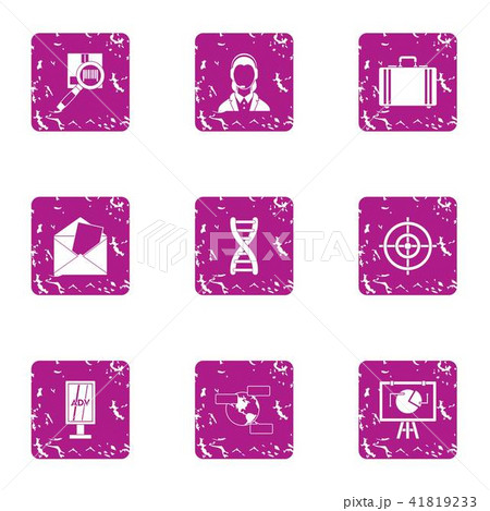 Financial center icons set, grunge style 41819233