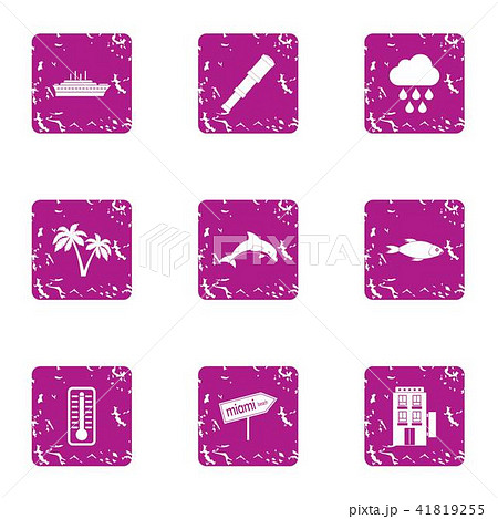 Bathing beach icons set, grunge style 41819255