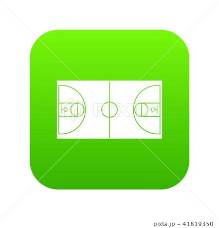 Basketball field icon digital green 41819350
