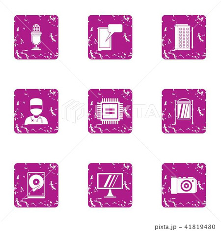 Glare display icons set, grunge style Glare display icons set, grunge style 41819480