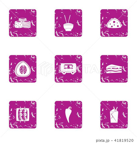 Longevity icons set, grunge style 41819520