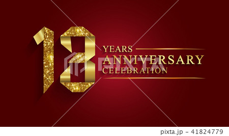 13 years anniversary ribbon gold number. 41824779