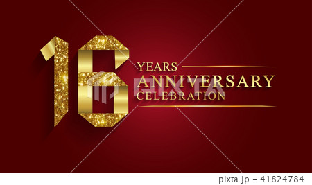16 years anniversary ribbon gold number. 16 years anniversary ribbon gold number. 41824784