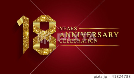 18 years anniversary ribbon gold number. 41824788