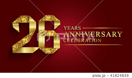 26 years anniversary ribbon gold number. 41824839