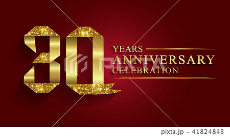 30 years anniversary ribbon gold number. 41824843