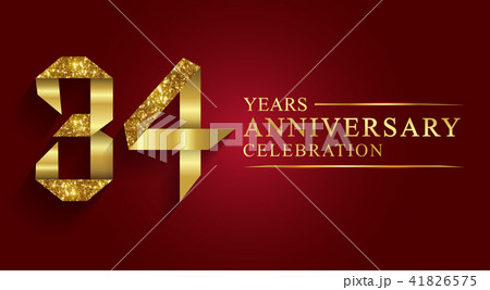 34 years anniversary ribbon golden number. 34 years anniversary ribbon golden number. 41826575
