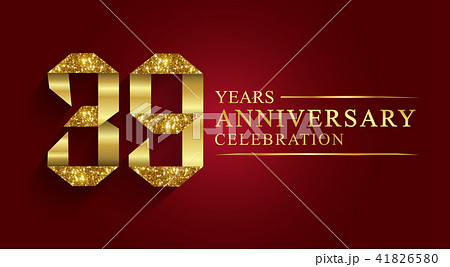 39 years anniversary ribbon golden number. 39 years anniversary ribbon golden number. 41826580