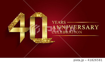 40 years anniversary ribbon golden number. 41826581
