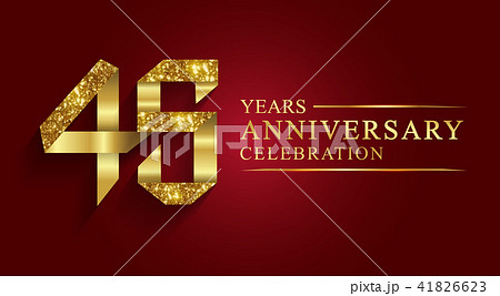 45 years anniversary ribbon golden number. 41826623