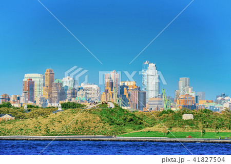 Skyline view of skyscrapers from water Skyline view of skyscrapers from water 41827504