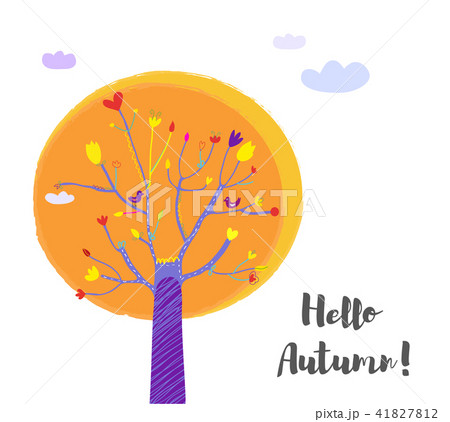 Autumn tree and sky background illustration 41827812