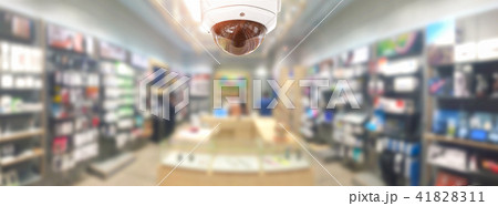 CCTV security panorama with shop store background 41828311