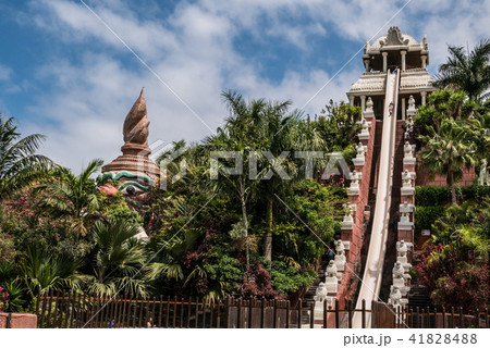 High steep water slide on Tenerife water park. High steep water slide on Tenerife water park. 41828488