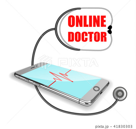 Phone, pulse line, stethoscope. Body online, the concept of remote medicine. Vector realistic Phone, pulse line, stethoscope. Body online, the concept of remote medicine. Vector realistic 41830303