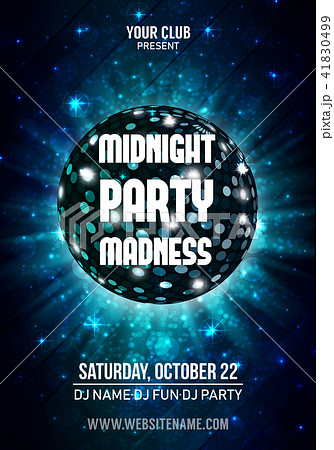Sparkling disco ball. Night party flyer. Vector illustration. 41830499