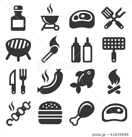 Bbq And Grilling Icons Set Vectorのイラスト素材 41830696 Pixta