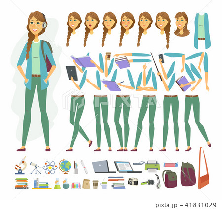 Female student - vector cartoon people character constructor 41831029