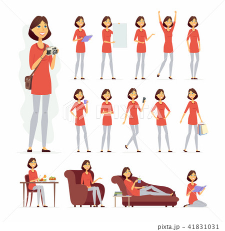 Pretty woman - vector cartoon people character set Pretty woman - vector cartoon people character set 41831031