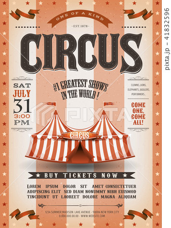 Vintage Grunge Striped Circus Poster 41832596