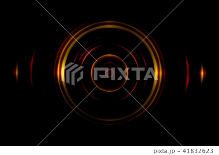 Sound waves oscillating orange light with circle 41832623