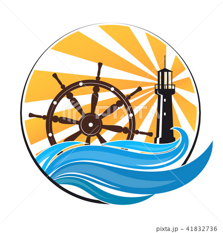 Lighthouse on the wave and the wheel 41832736