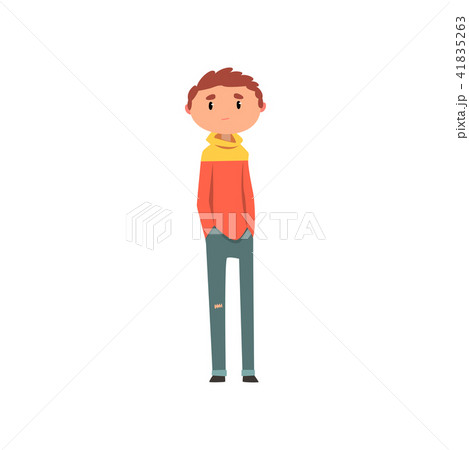 Teen boy in casual clothes, schoolboy cartoon vector Illustration on a white background 41835263