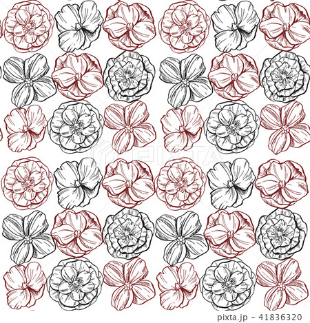 Backdrop with hand drawn contour flowers. 41836320