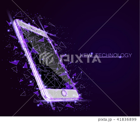 Low poly smartphone mobile touch screen display. Triangle polygonal geometric design connected dots 41836899