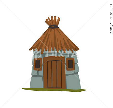 Old stone house with thatched roof vector Illustration on a white background Old stone house with thatched roof vector Illustration on a white background 41840261