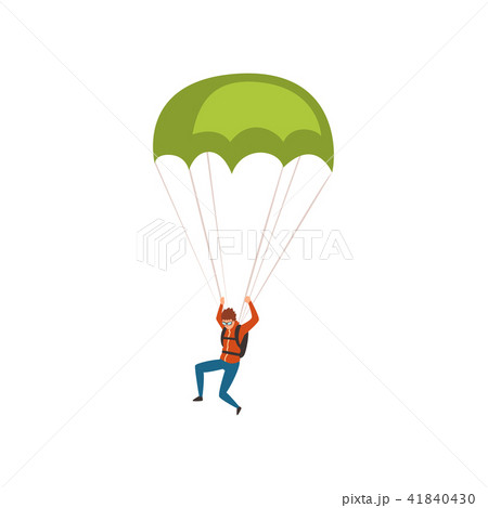 Skydiver descending with a parachute in the sky, parachuting sport and leisure activity concept 41840430
