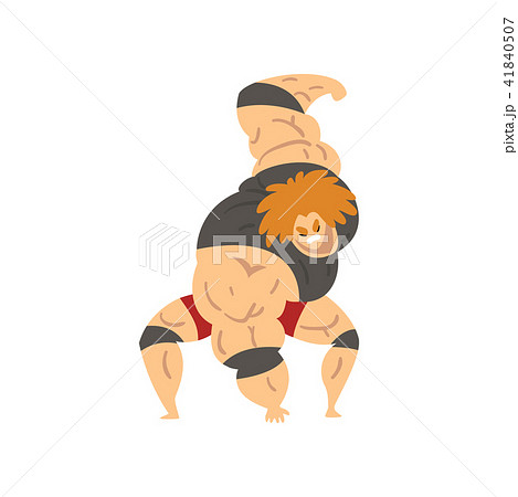 Powerful wrestling fighter character, professional wrestler of recreational sports show vector 41840507