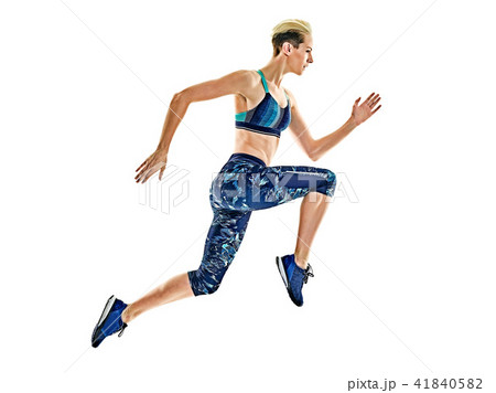 woman runner running jogger jogging isolated white background 41840582
