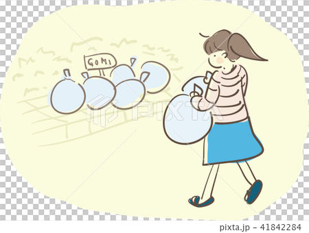 Woman putting out garbage 41842284